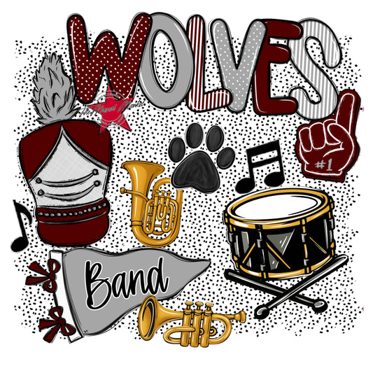 Wolves Band Spirit-Maroon & Grey