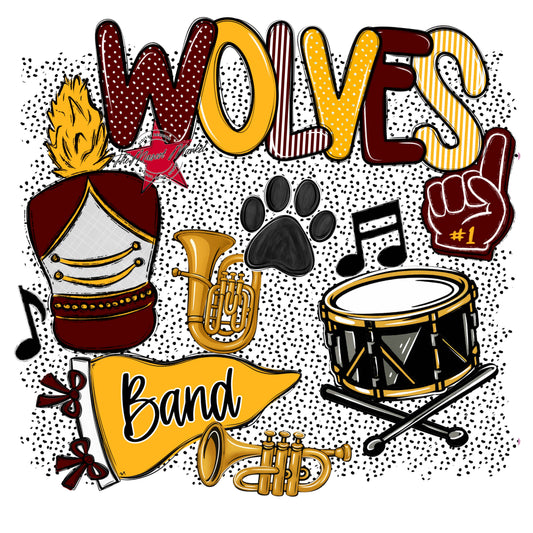 Wolves Band Spirit-Maroon & Yellow