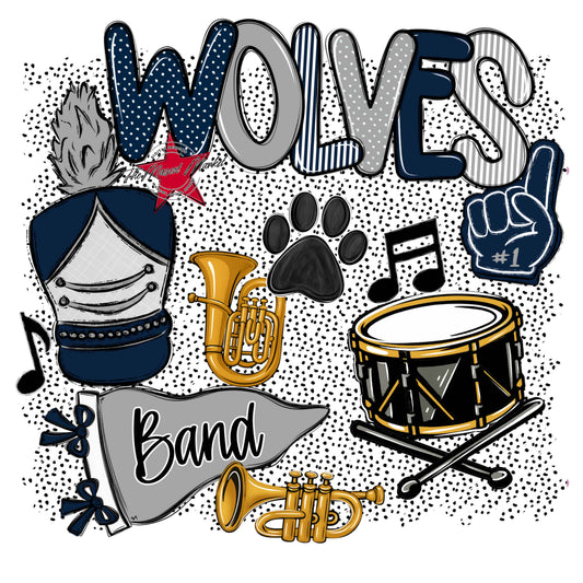 Wolves Band Spirit-Navy & Grey