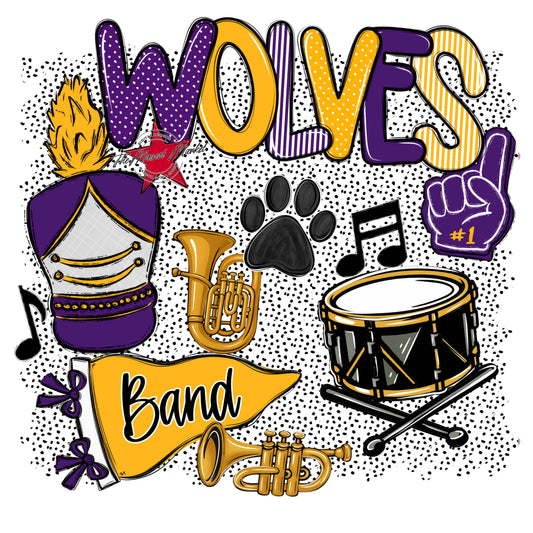 Wolves Band Spirit-Purple & Yellow