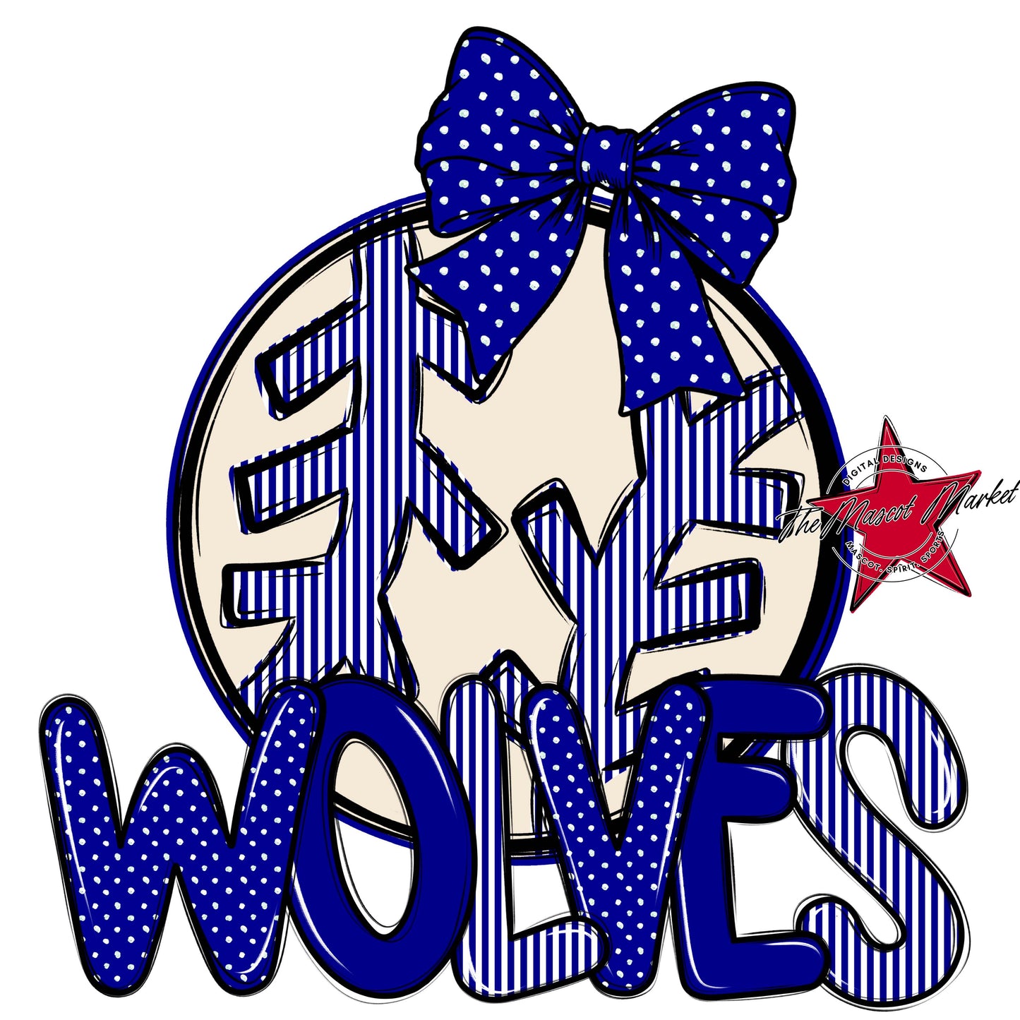 Wolves Baseball-Softball Spirit Design-Blue