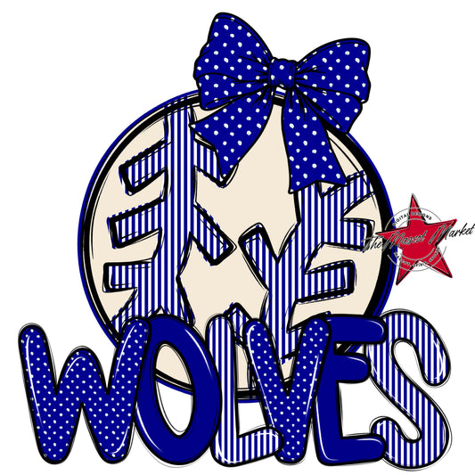 Wolves Baseball-Softball Spirit Design-Blue