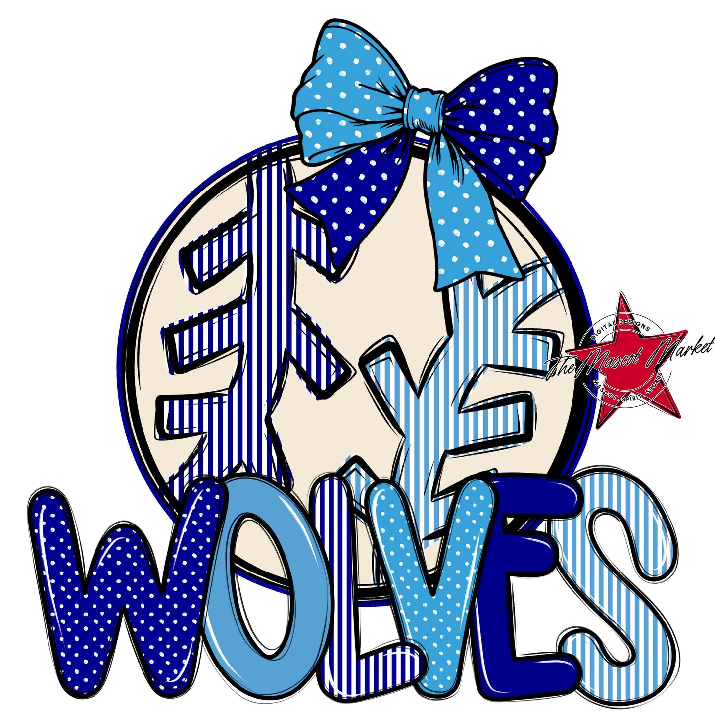 Wolves Baseball-Softball Spirit Design-Blue & Carolina Blue