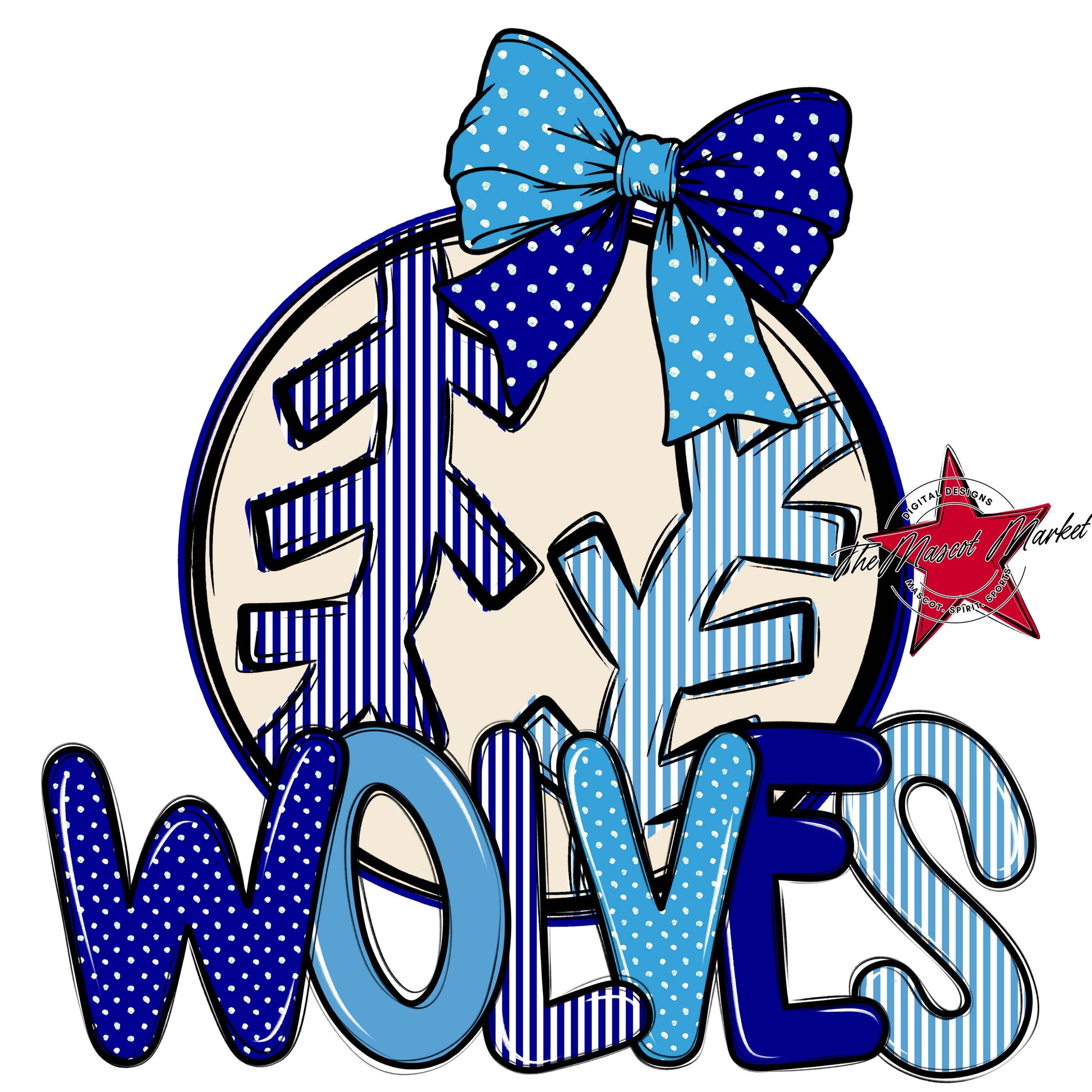 Wolves Baseball-Softball Spirit Design-Blue & Carolina Blue