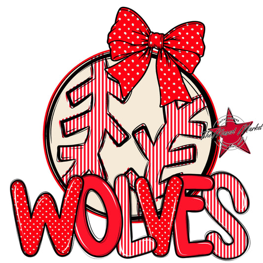 Wolves Baseball-Softball Spirit Design-Bright Red
