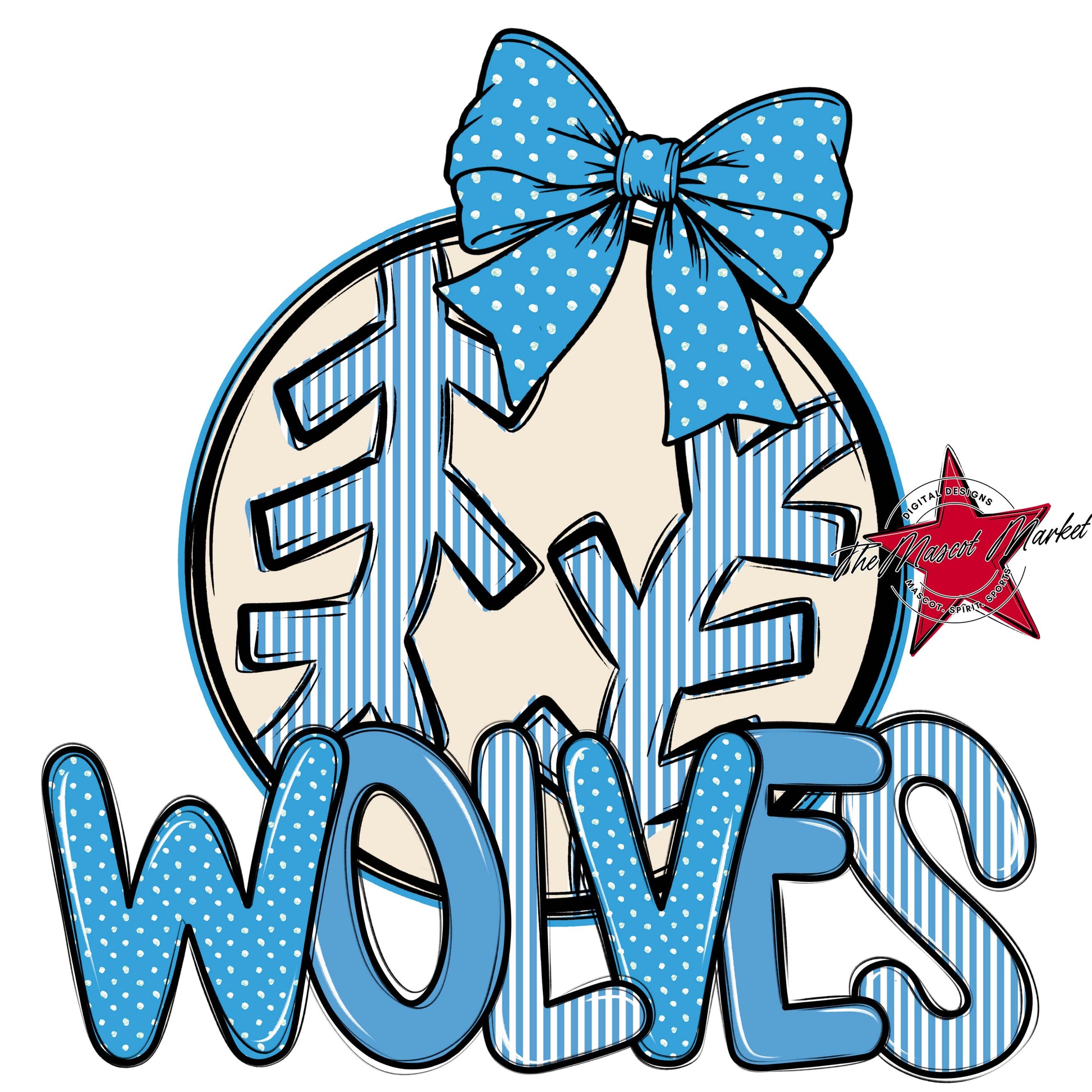 Wolves Baseball-Softball Spirit Design-Carolina Blue
