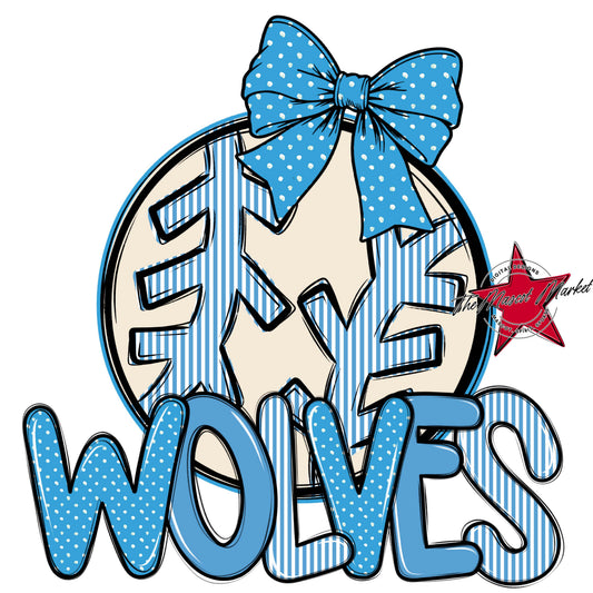 Wolves Baseball-Softball Spirit Design-Carolina Blue