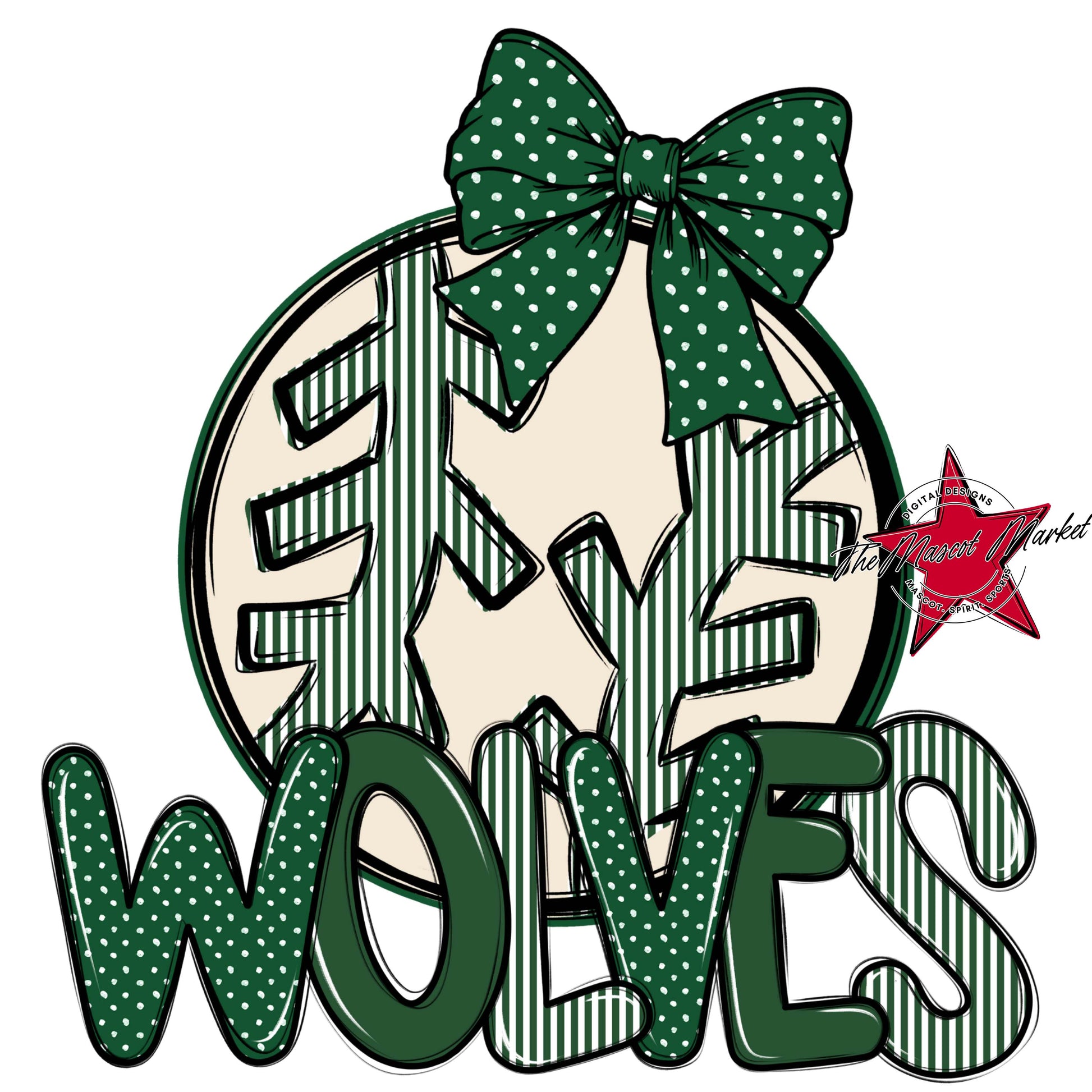 Wolves Baseball-Softball Spirit Design-Green