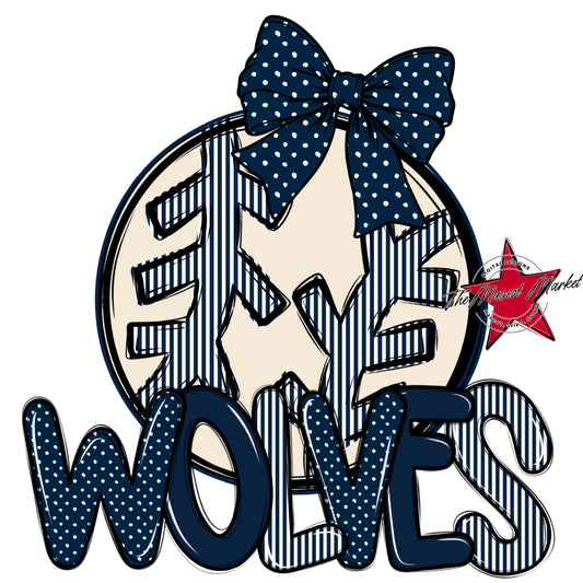 Wolves Baseball-Softball Spirit Design-Navy