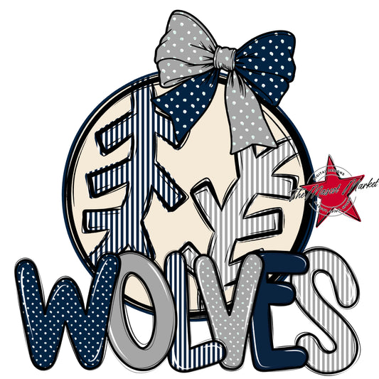 Wolves Baseball-Softball Spirit Design-Navy & Grey