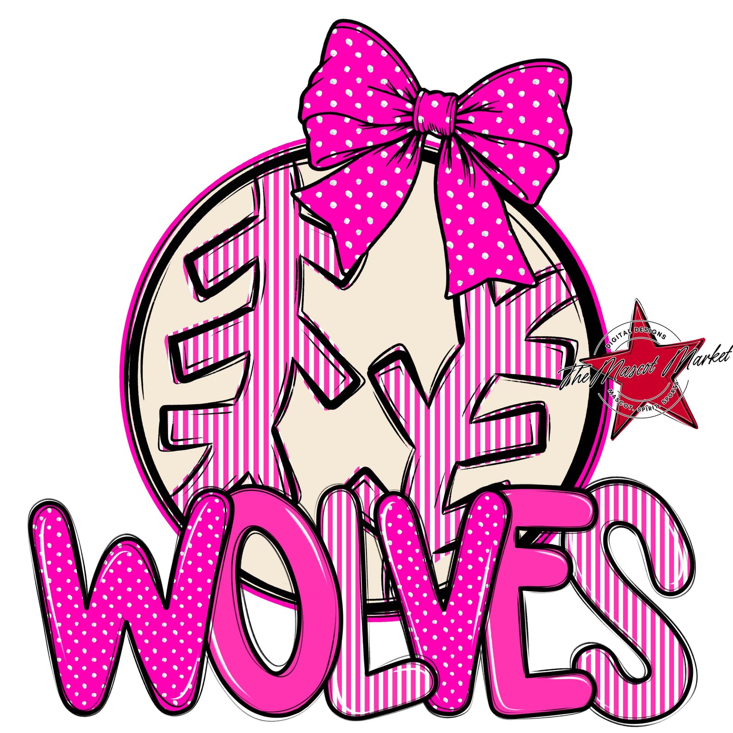 Wolves Baseball-Softball Spirit Design-Pink