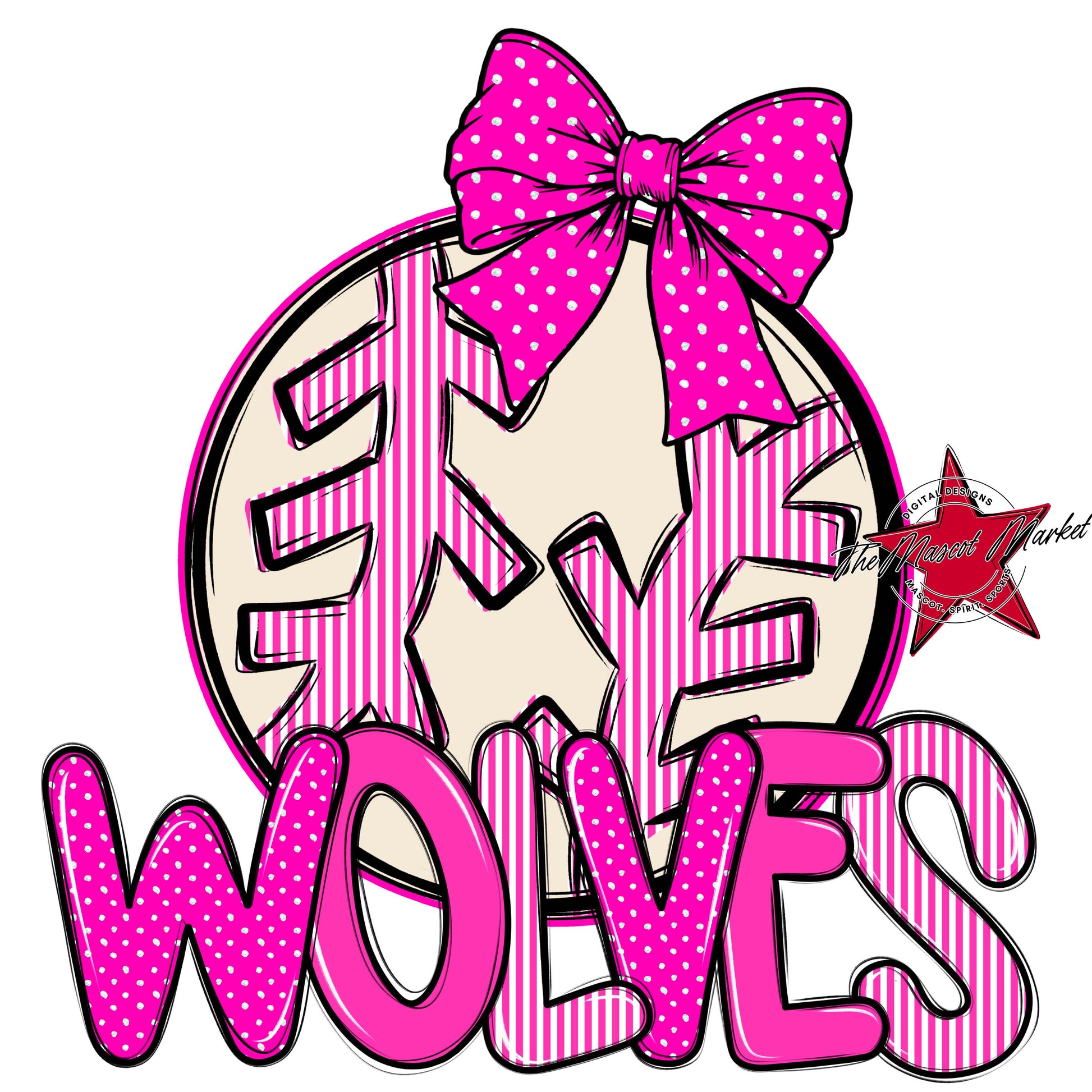 Wolves Baseball-Softball Spirit Design-Pink