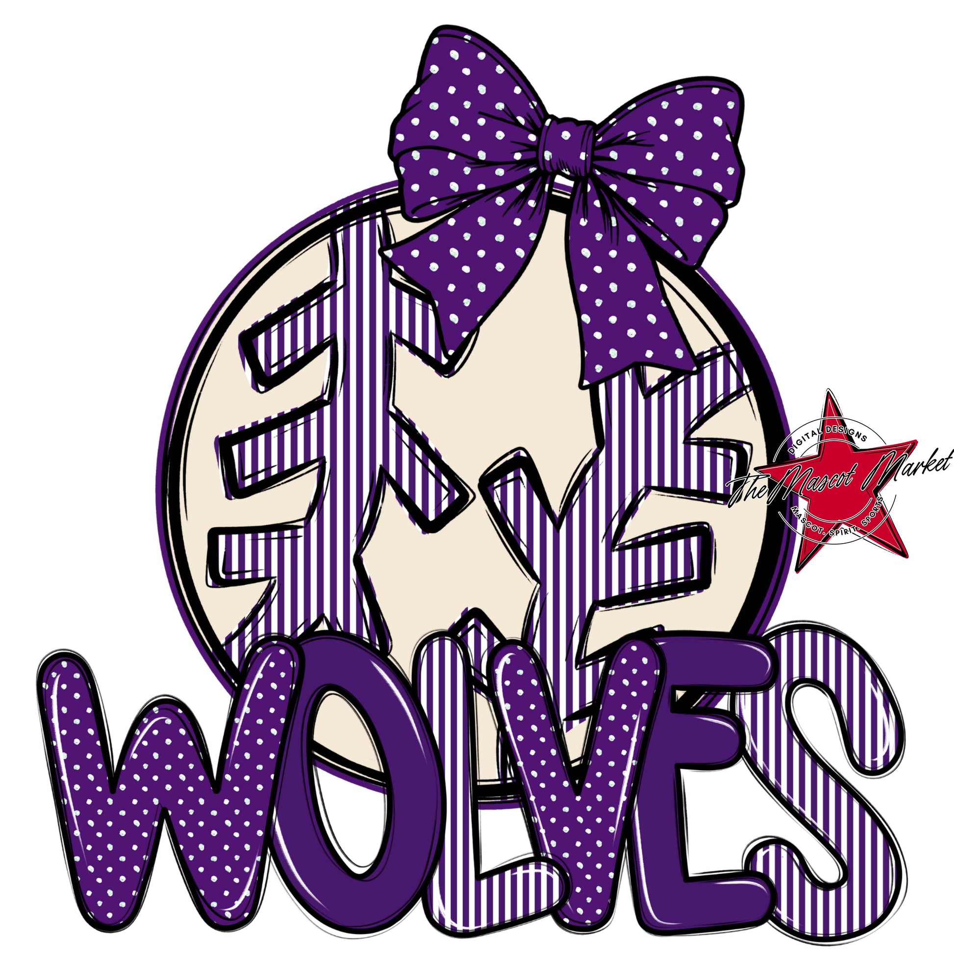 Wolves Baseball-Softball Spirit Design-Purple