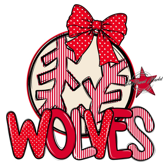 Wolves Baseball-Softball Spirit Design-Red