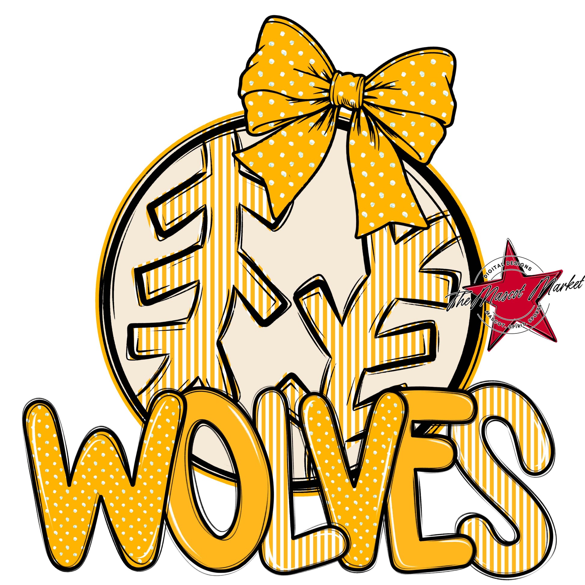 Wolves Baseball-Softball Spirit Design-Yellow