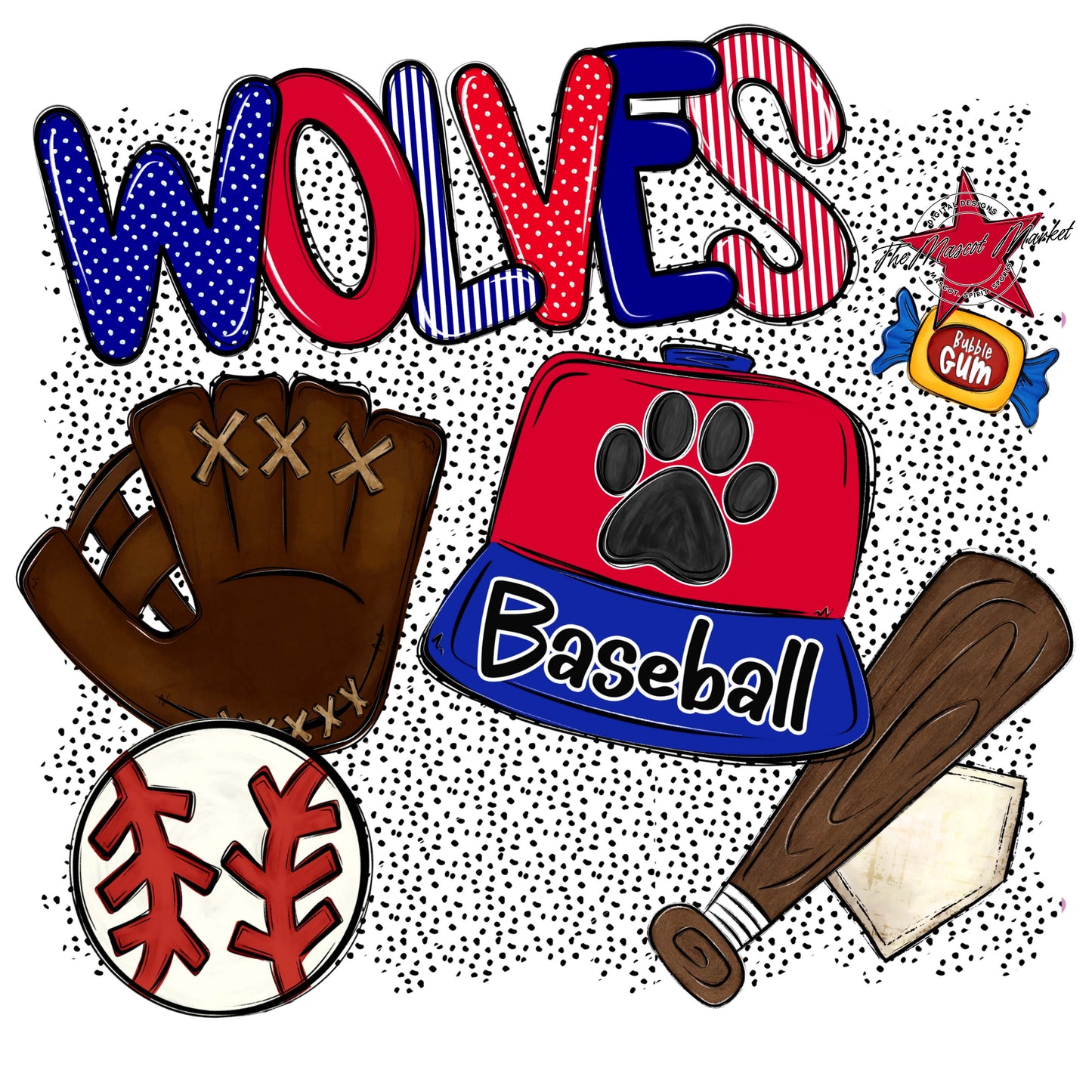 Wolves Baseball Spirit-Blue & Red