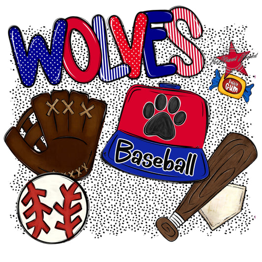 Wolves Baseball Spirit-Blue & Red