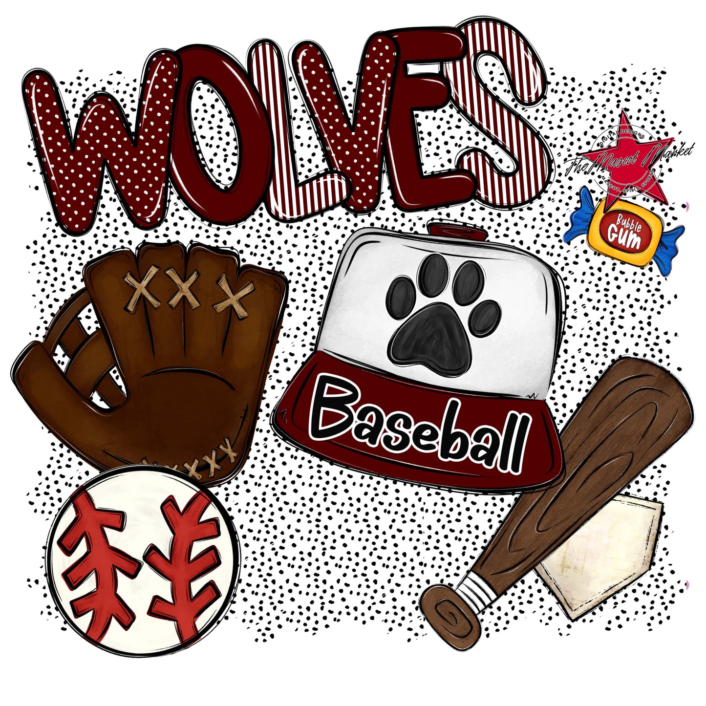 Wolves Baseball Spirit-Maroon
