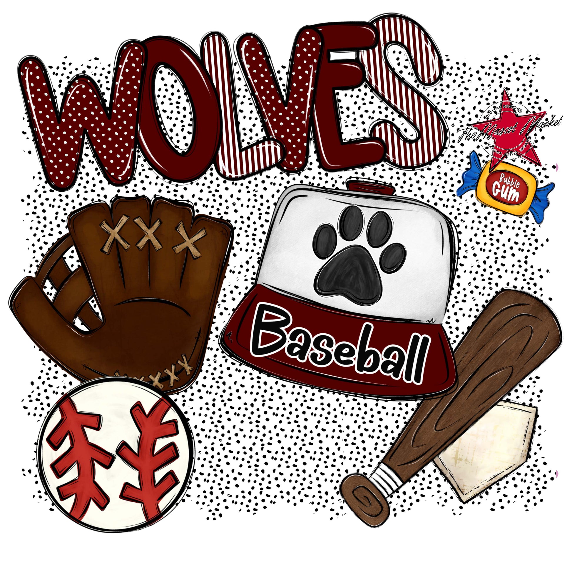 Wolves Baseball Spirit-Maroon