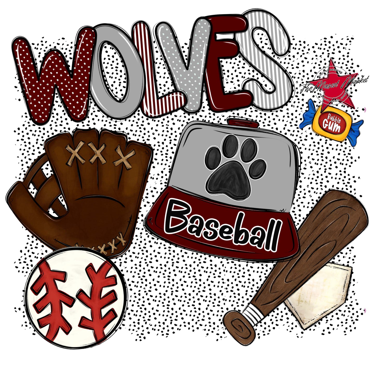 Wolves Baseball Spirit-Maroon & Grey