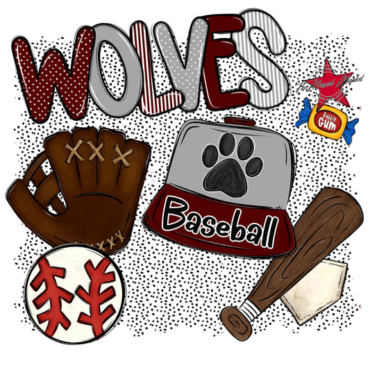 Wolves Baseball Spirit-Maroon & Grey