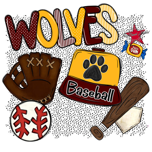 Wolves Baseball Spirit-Maroon & Yellow
