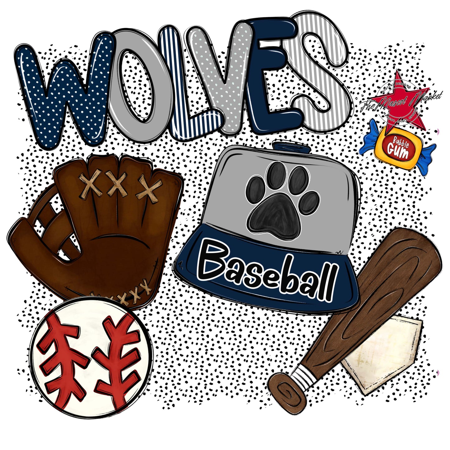 Wolves Baseball Spirit-Navy & Grey