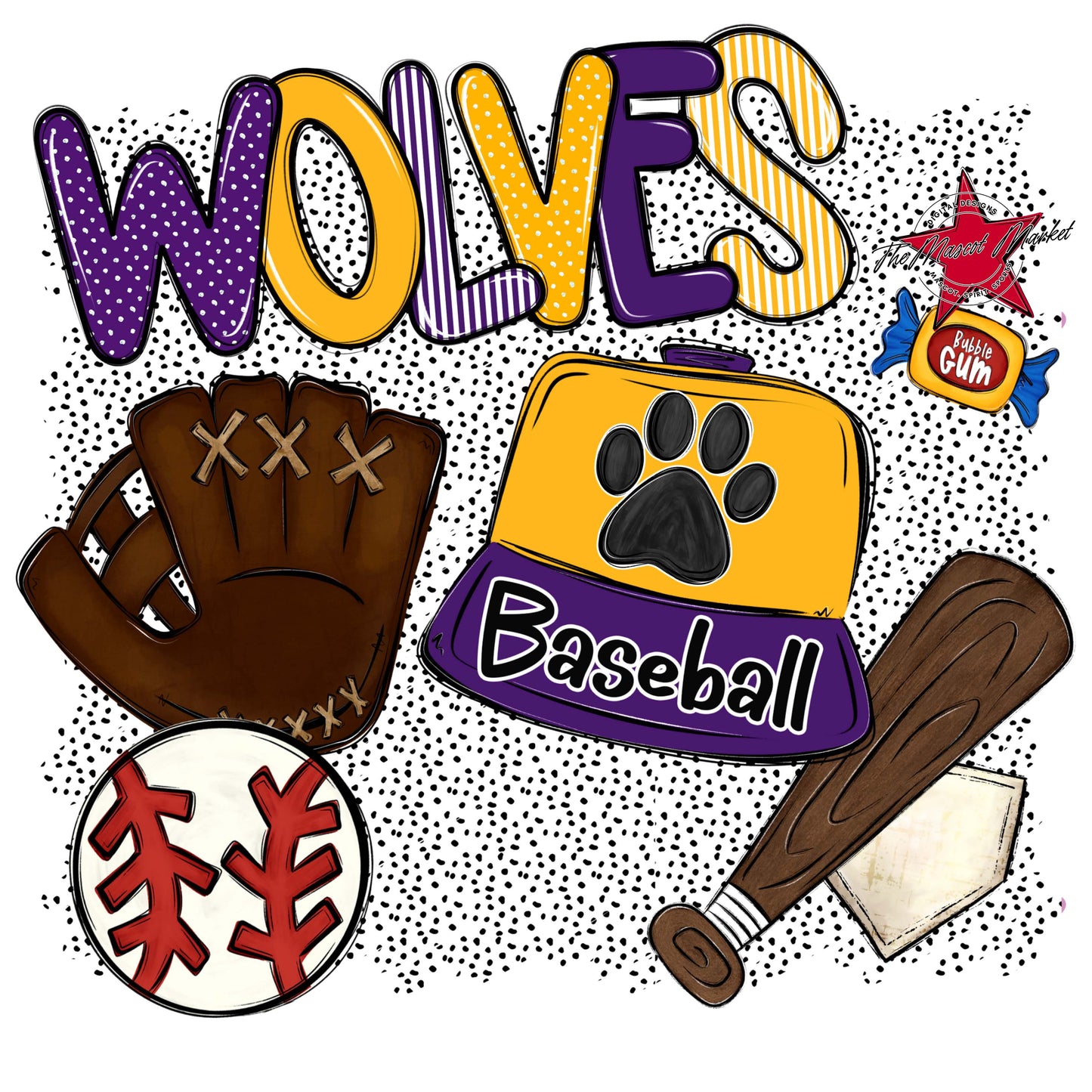 Wolves Baseball Spirit-Purple & Yellow