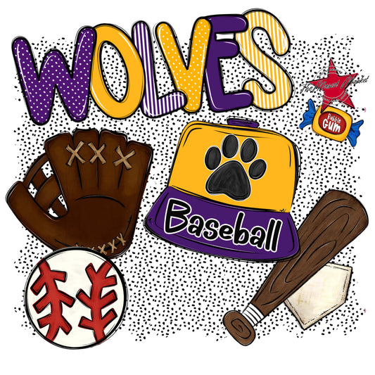Wolves Baseball Spirit-Purple & Yellow