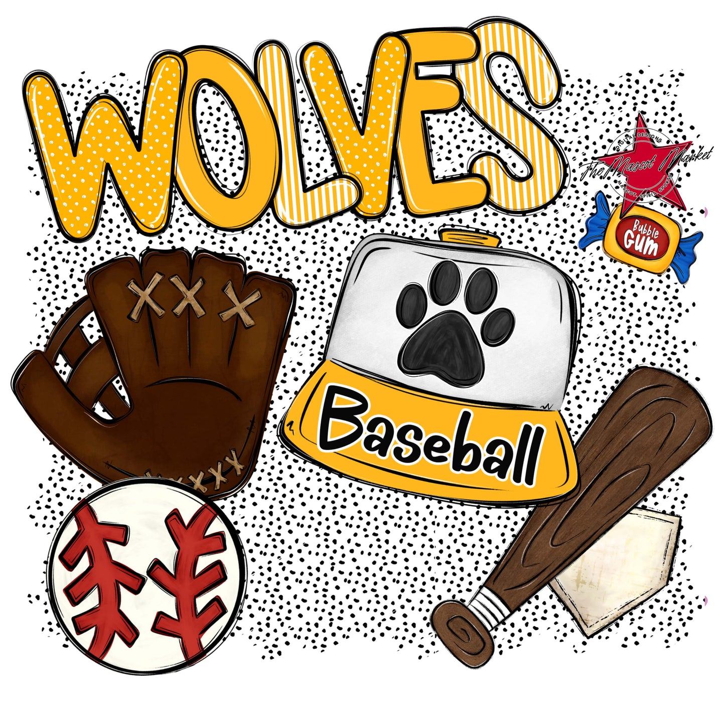 Wolves Baseball Spirit-Yellow