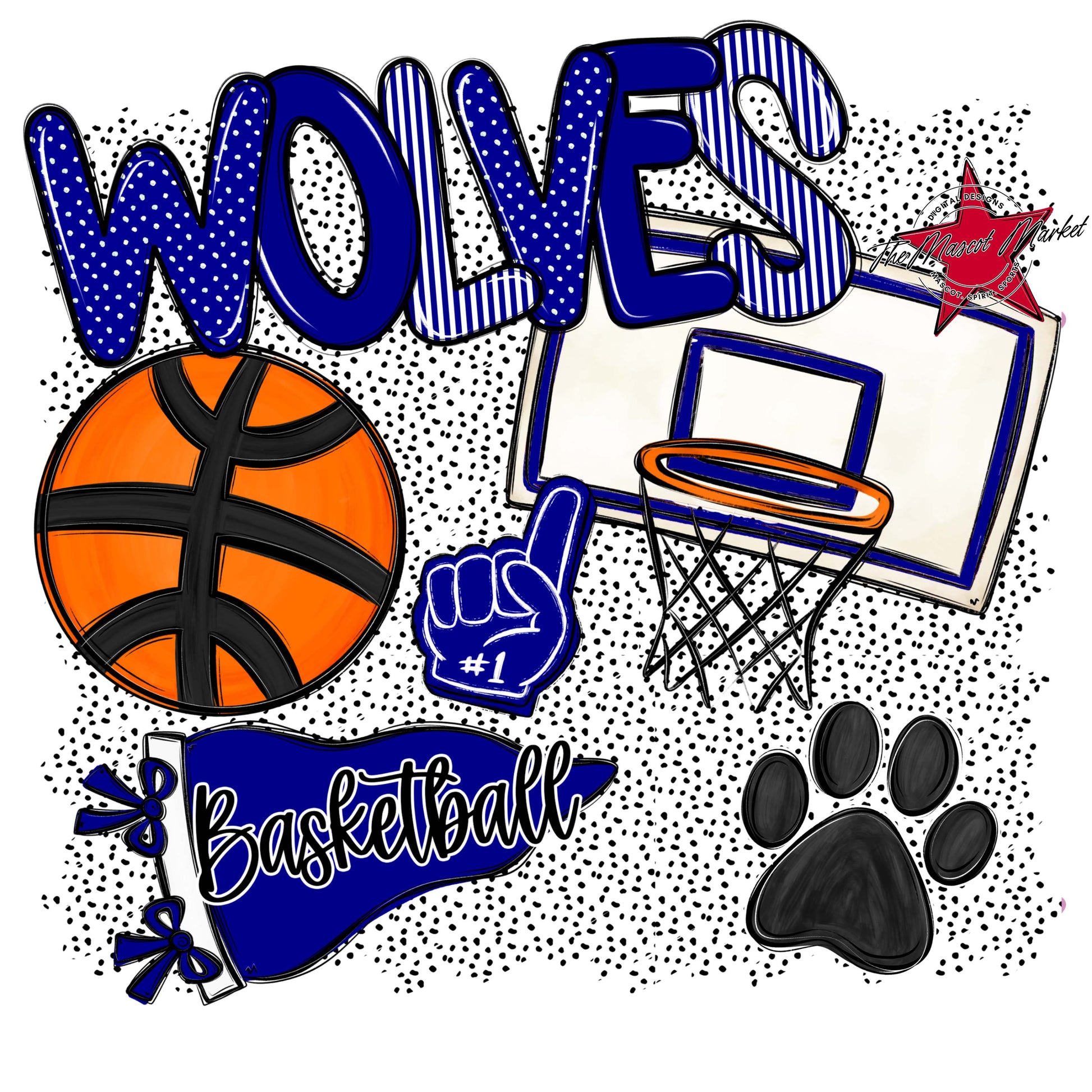 Wolves Basketball Spirit-Blue