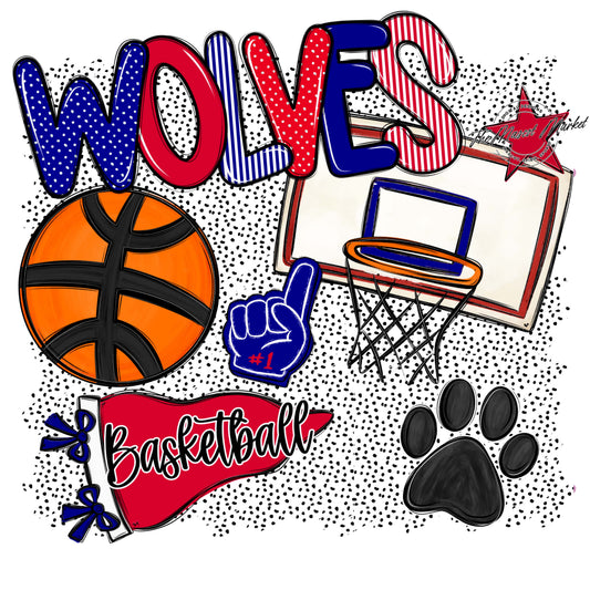 Wolves Basketball Spirit-Blue & Red