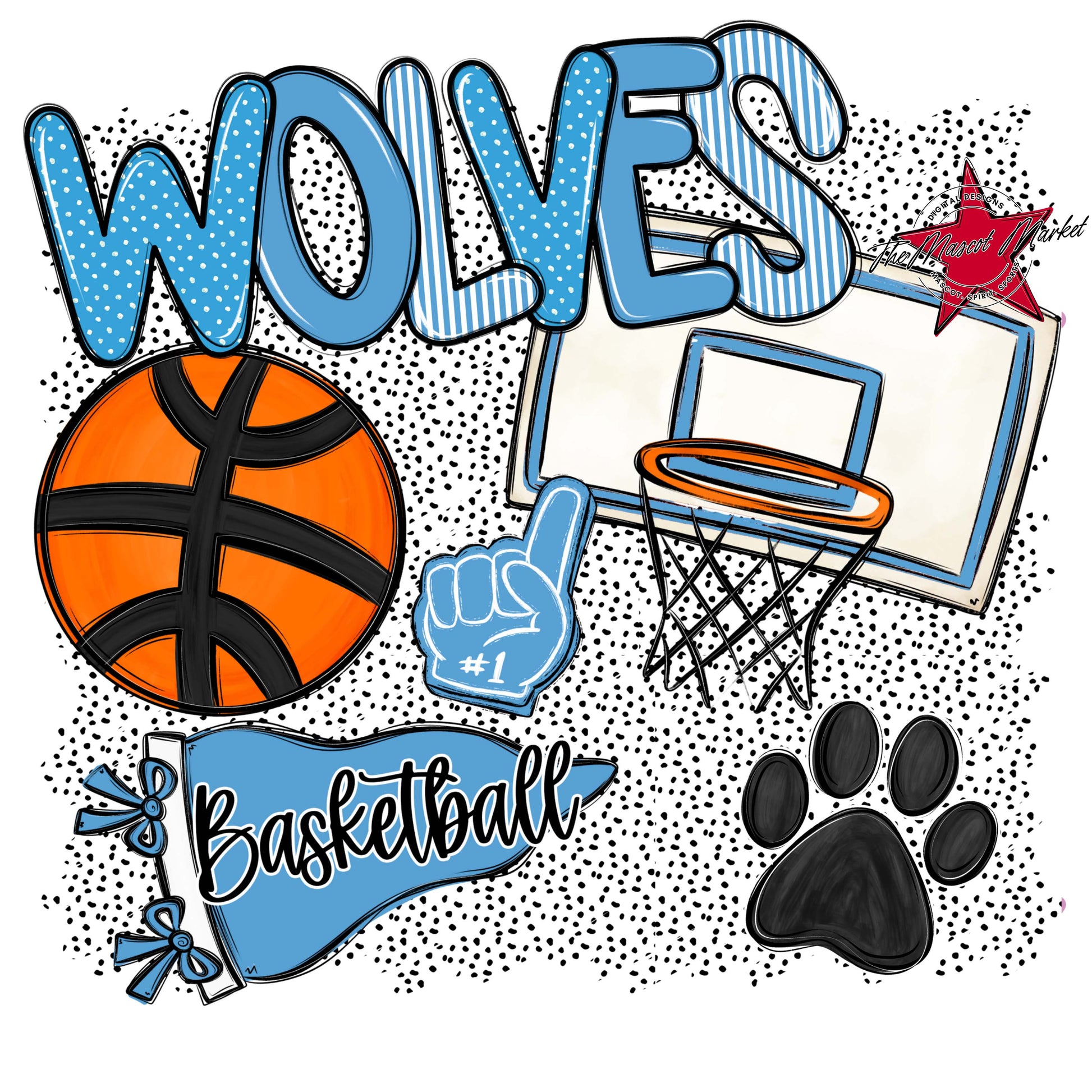 Wolves Basketball Spirit-Carolina Blue