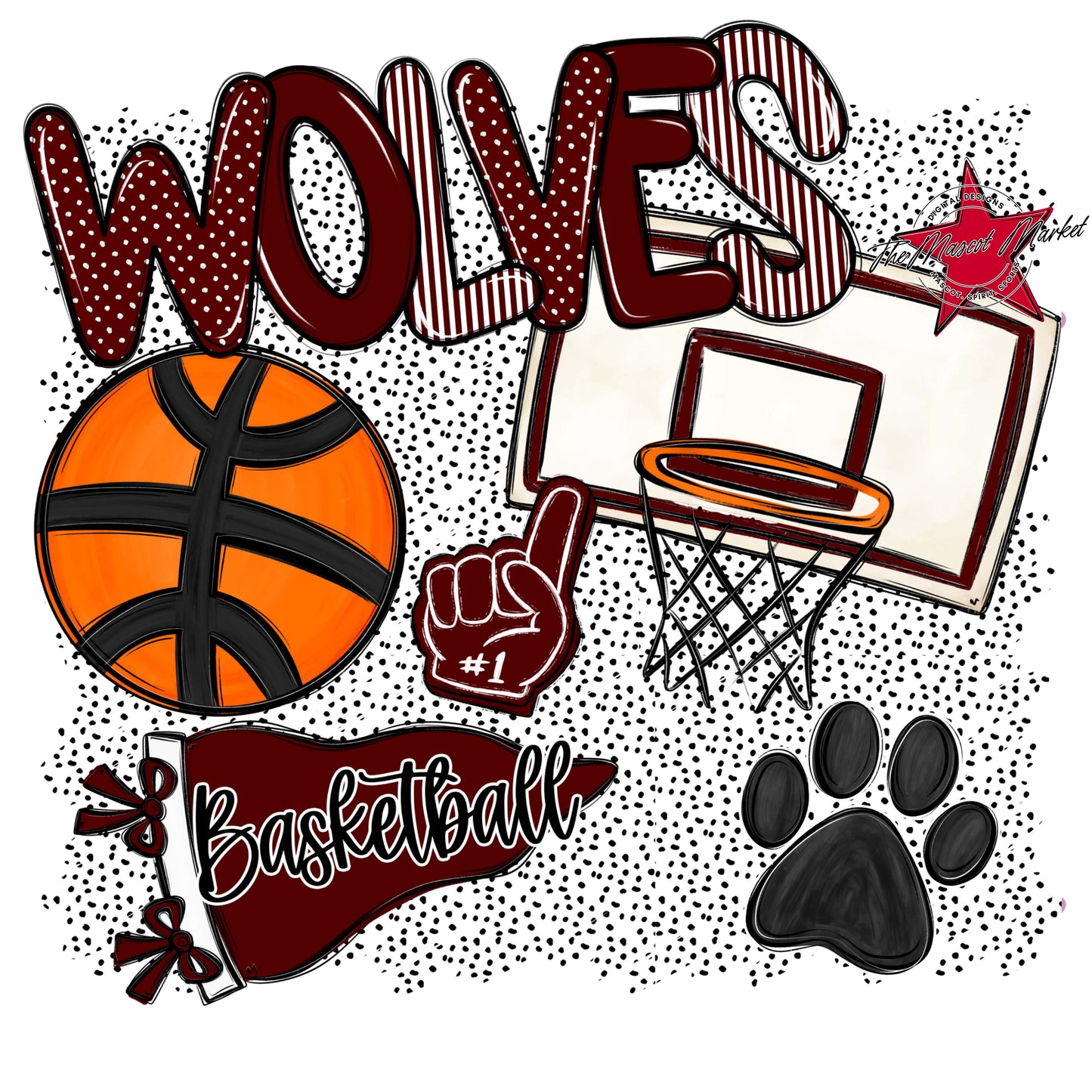 Wolves Basketball Spirit-Maroon
