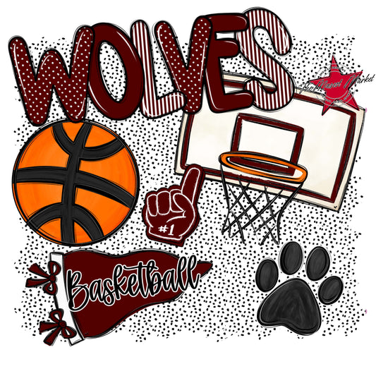 Wolves Basketball Spirit-Maroon