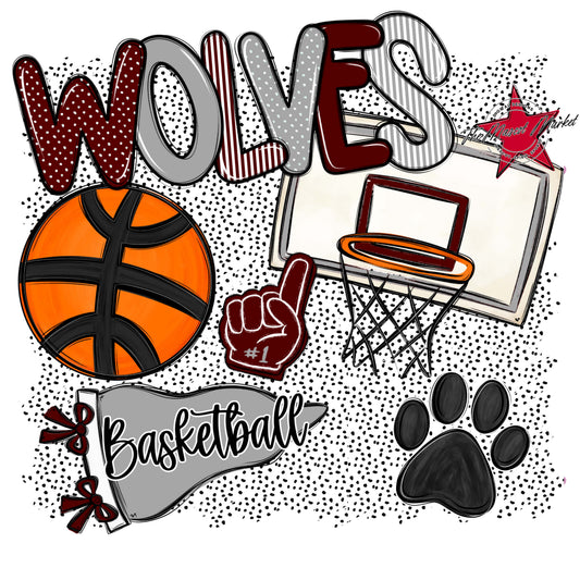Wolves Basketball Spirit-Maroon & Grey