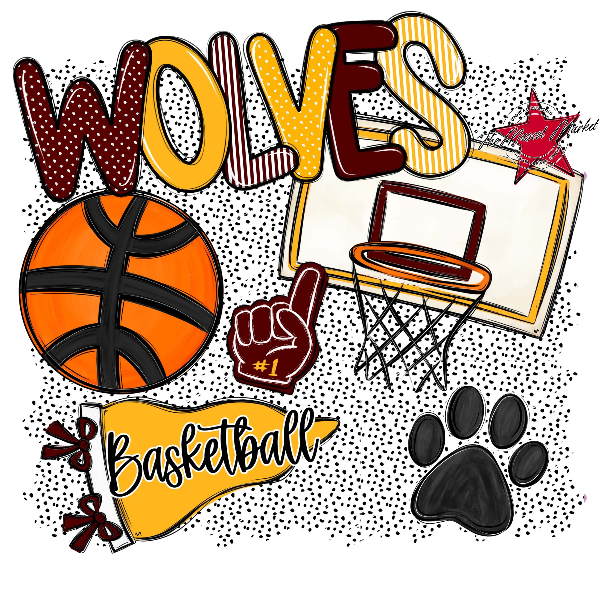 Wolves Basketball Spirit-Maroon & Yellow