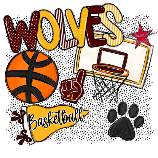 Wolves Basketball Spirit-Maroon & Yellow