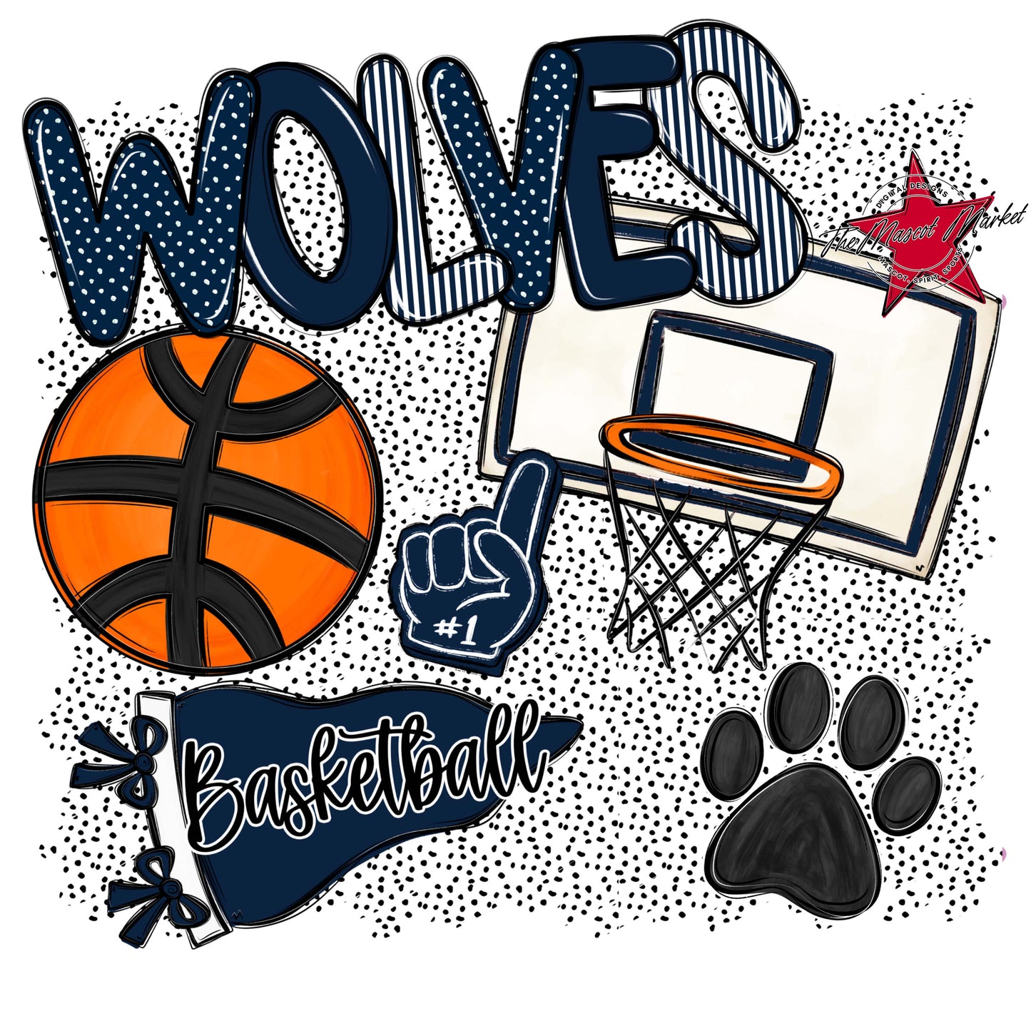 Wolves Basketball Spirit-Navy