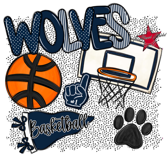 Wolves Basketball Spirit-Navy