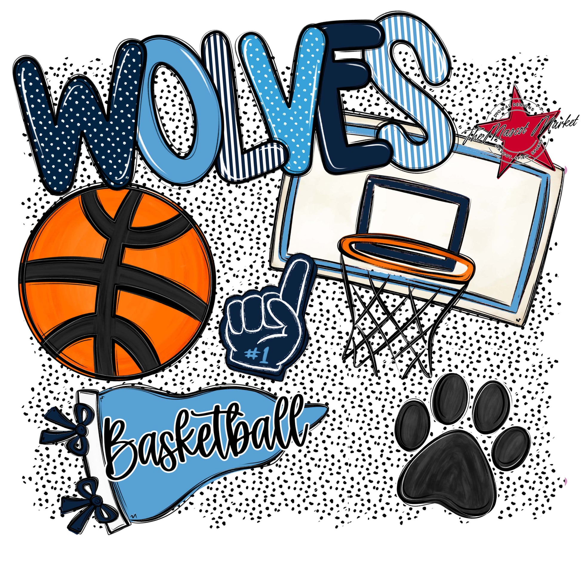Wolves Basketball Spirit-Navy & Carolina Blue