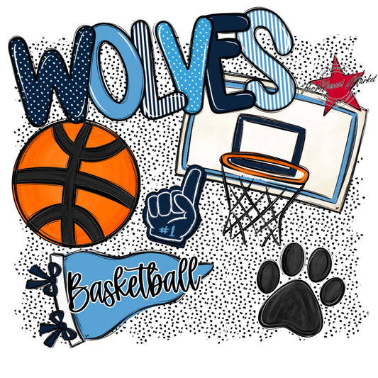 Wolves Basketball Spirit-Navy & Carolina Blue