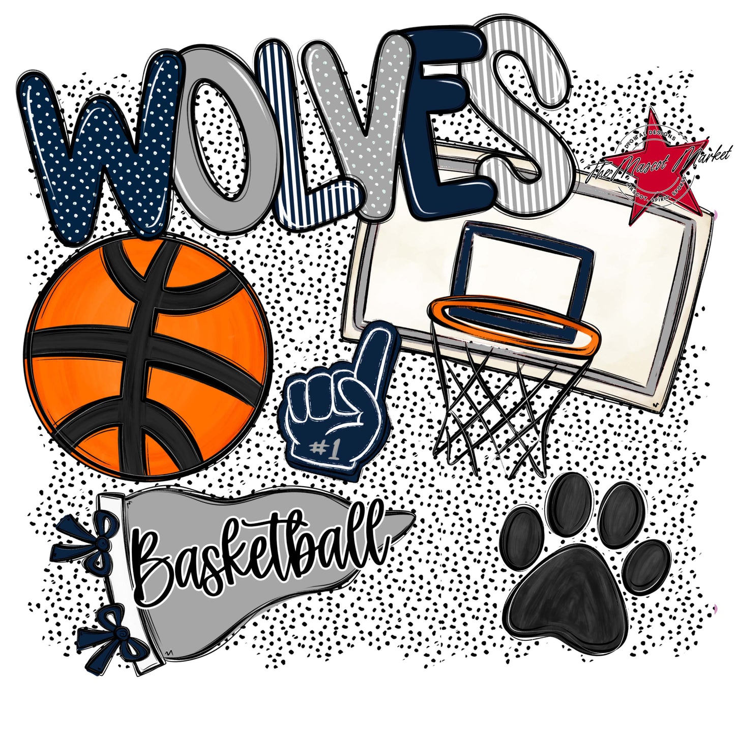 Wolves Basketball Spirit-Navy & Grey