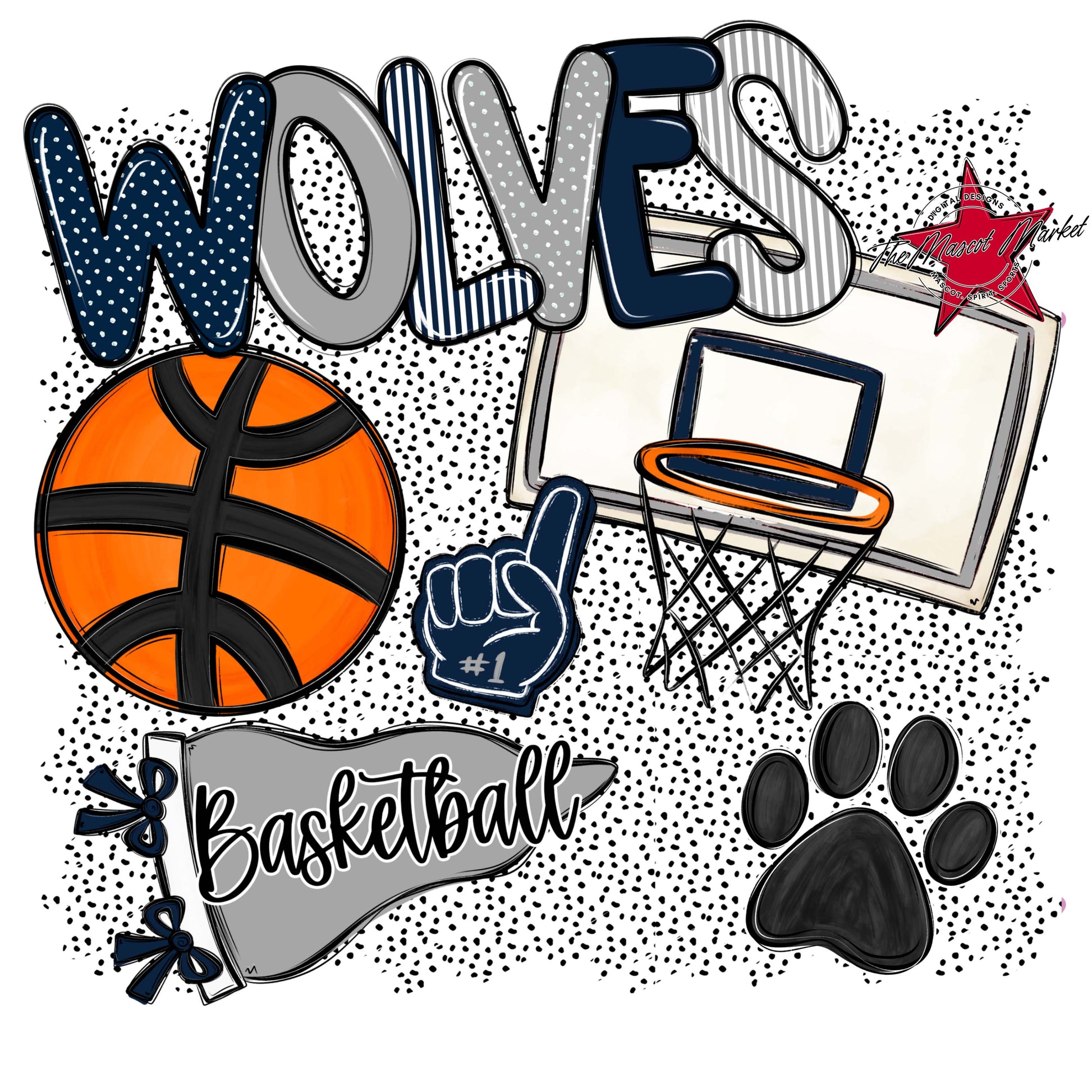 Wolves Basketball Spirit-Navy & Grey