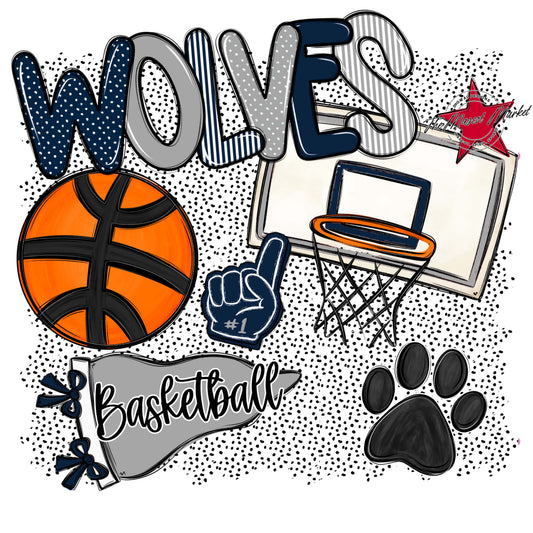 Wolves Basketball Spirit-Navy & Grey