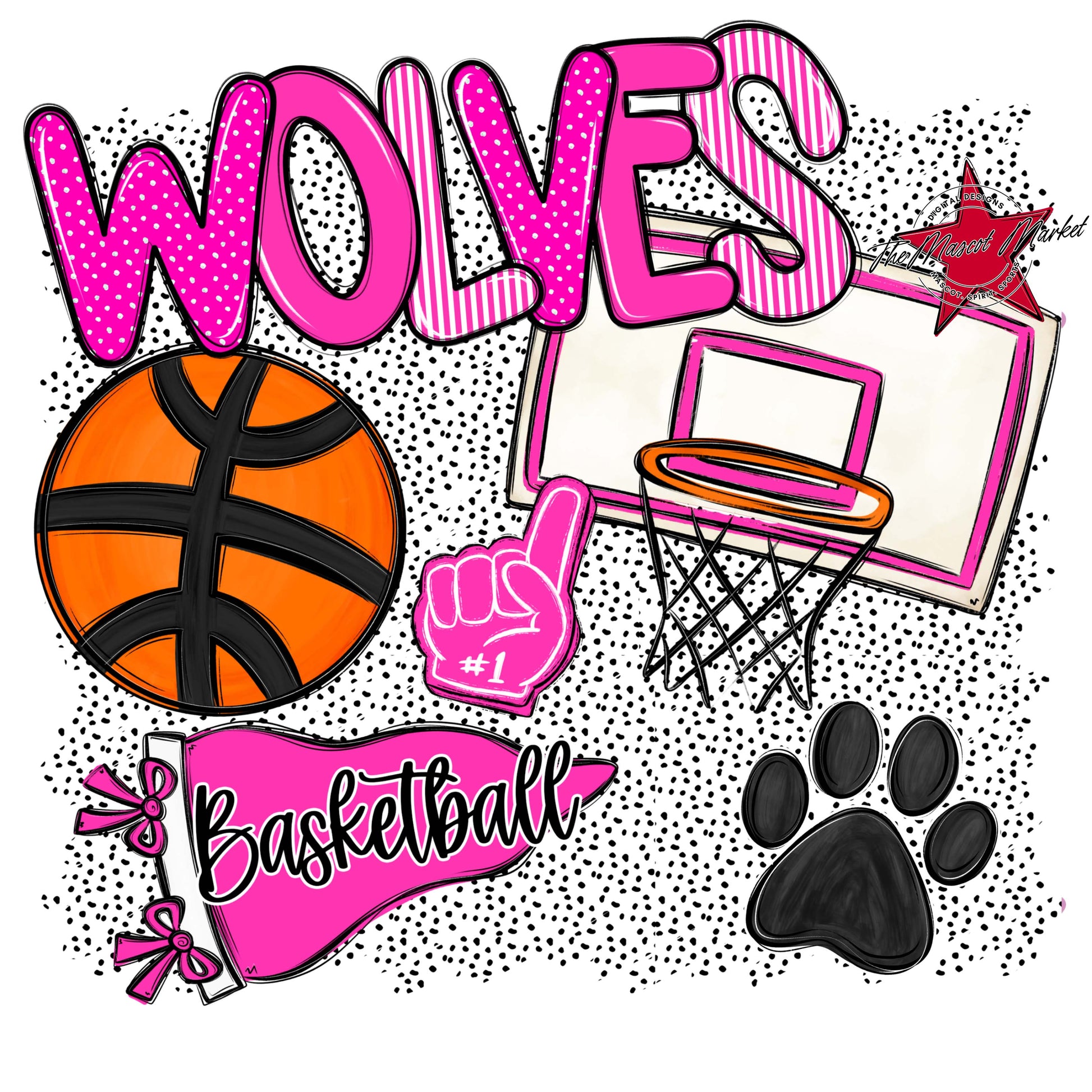 Wolves Basketball Spirit-Pink
