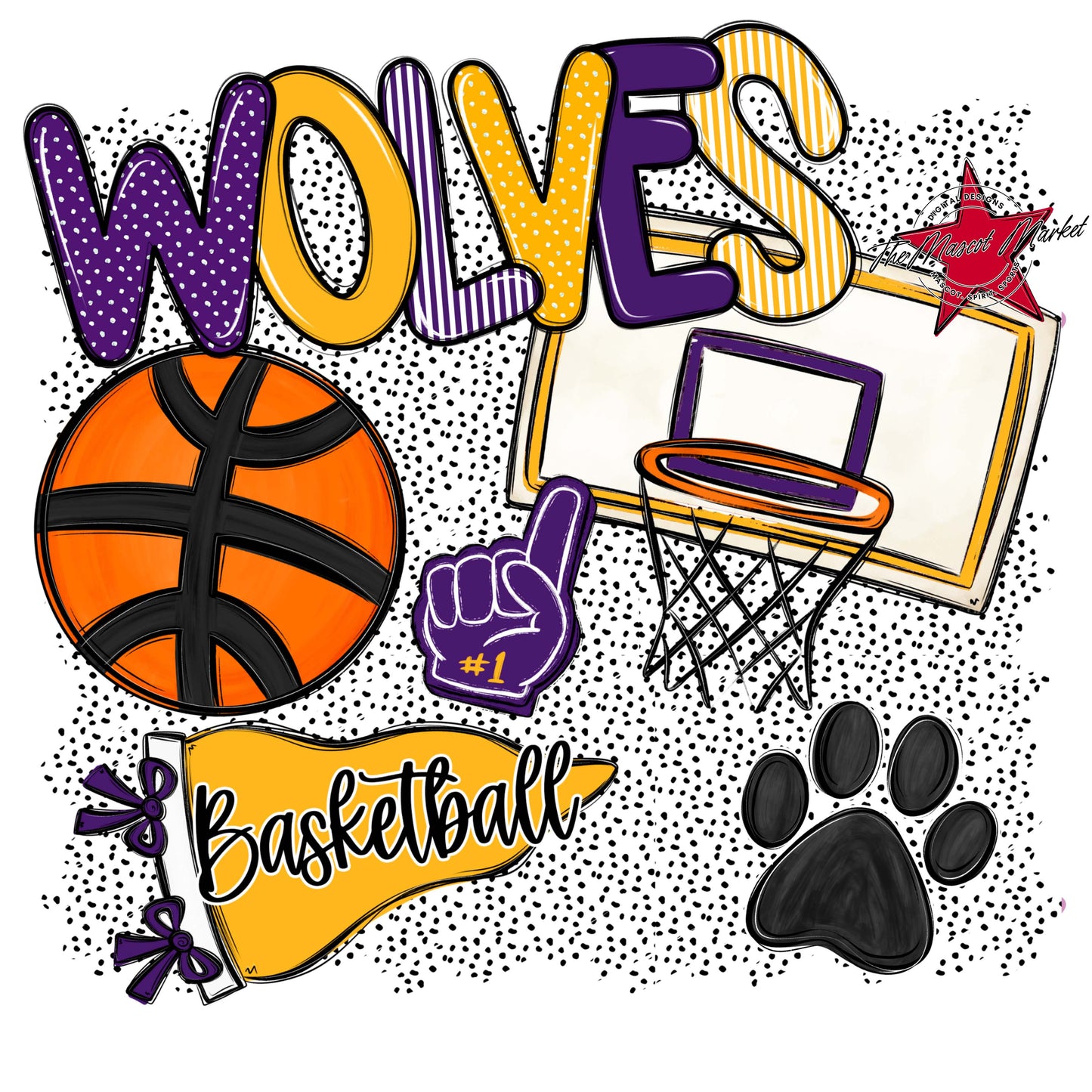 Wolves Basketball Spirit-Purple & Yellow