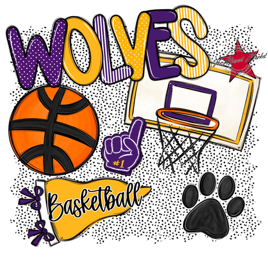 Wolves Basketball Spirit-Purple & Yellow