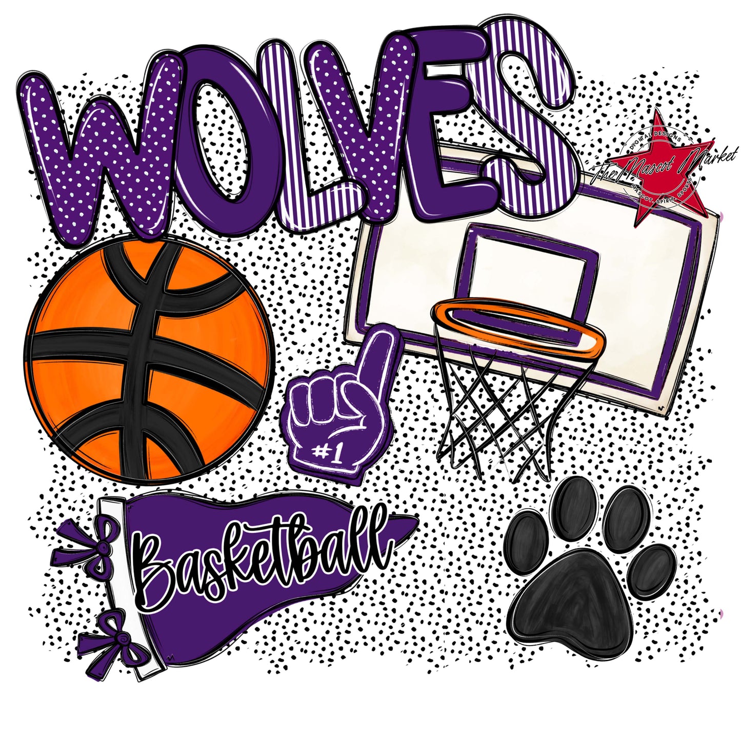 Wolves Basketball Spirit-Purple