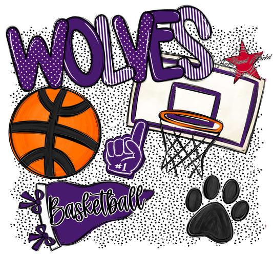 Wolves Basketball Spirit-Purple